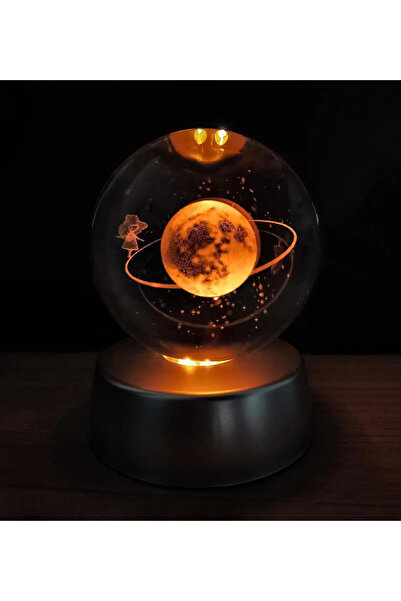 Genel Markalar Kişiye Özel Baskılı 3D Satürn Kız Galaksi Renk Değiştiren Işıklı Kristal Küre Gece Lambası