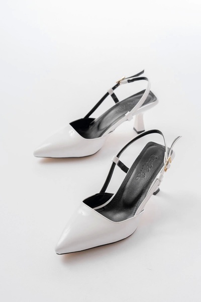 ETİLER COLLECTION St-002 White Patent Leather Daily 7 cm Heeled Shoes