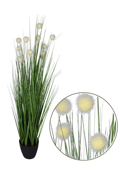 Koopman Artificial Foxtail Decorative Grass Plant, Azay Design, with round white flowers, in a basket H 75 cm