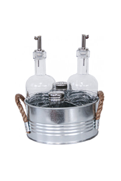 Raki Oliviera cu suport metalic zincat 5 piese sticle ulei otet 350ml