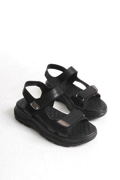 Weynes Women's Black Velcro Daily Flat Sole Orthopedic Sandals Wsb3078