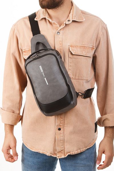 Newish Polo Men's Gray Uzi Cross Hand and Shoulder Bag New306