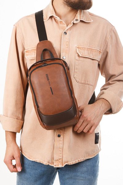 Newish Polo Men's Tan Uzi Cross Hand and Shoulder Bag New306