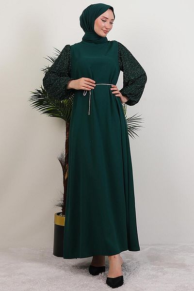 GİYZAMİLA Sole Hijab Dress Emerald