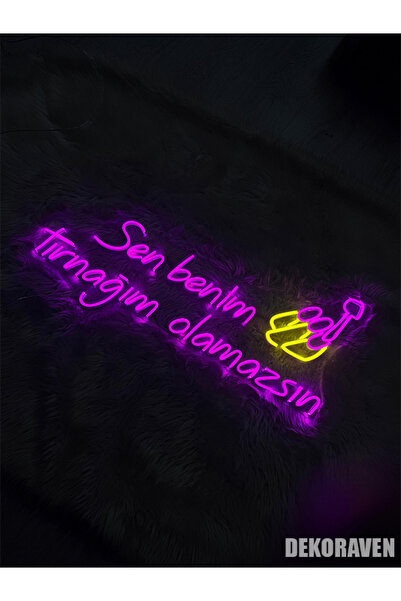 dekoraven Sen Benim Tırnağım Olamazsın Yazılı Neon Led Tabela - 70x30