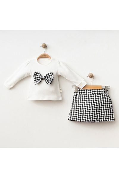 Bulut Baby Girl's Embroidered Long Sleeve Blouse-Skirt Suit