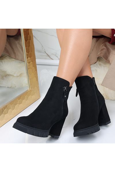 MODA STİL Botine Dama Imblanite Negre din Piele Ecologica Intoarsa Belinda, 39