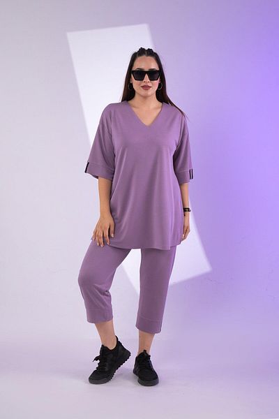 Roxxlen طقم مقاس كبير برقبة على شكل حرف V مكون من قطعتين كاكي