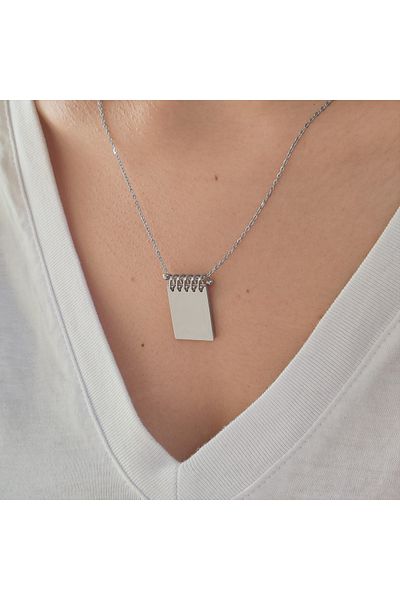 Satürn Silver Kuyumculuk Steel Notepad Necklace Name Written Does Not Tarnish