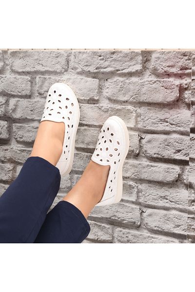 MODA STİL Women's casual shoes white made of eco-leather poilo, 37