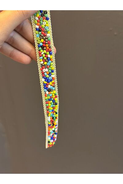 Gönülden Tasarım 20 CM ÜTÜ İLE YAPIŞAN RENKLİ BONCUKLU ŞERİT DİKİŞ AKSESUARI