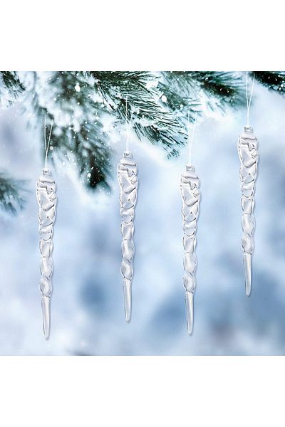 Tarome Set 30 ornamente pentru bradul de Craciun Tarome, turturi, 12.7 x 1.4 cm, acril, transparent