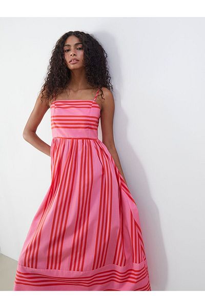 LC Waikiki XSIDE Rochie cu guler pătrat cu bretele în dungi