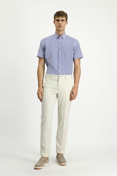 Kiğılı Short Sleeve Regular Fit Striped Cotton Easy-Iron Shirt