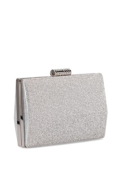 VAROL ÇANTA Varol 366t Women's Diamond Evening Dress Bag Silver