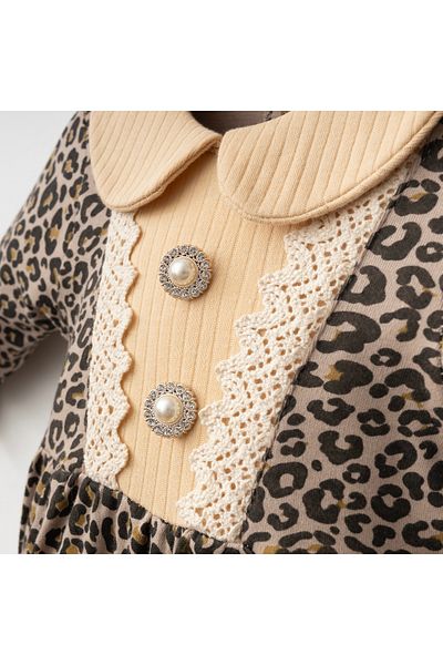 Bulut Baby Baby Girl Leopard Print 2-Piece Jumpsuit Set