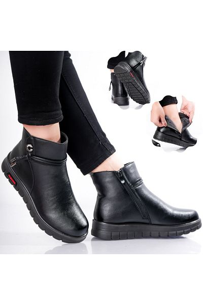 MODA STİL Ghete Dama Imblanite Negre din Piele Ecologica Ludai, 38