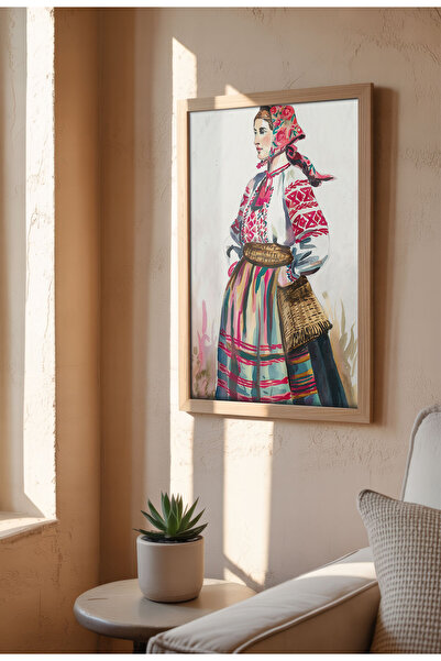 21mxm Poster Folclor Românesc, Costume Tradiționale, Imprimeu Digital pe Pânză, Artă Murală Etnică Vintage