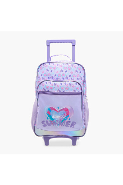 Flora Bella by Shoexpress Heart Print School Trolley Backpack with Retractabl...