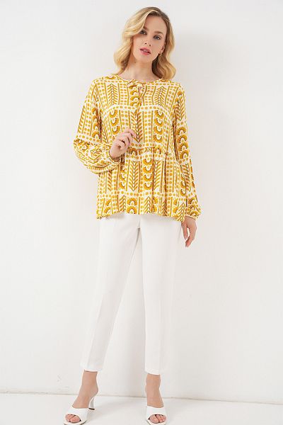 Bigdart Women's Patterned Long Sleeve Blouse 970 - Yellow