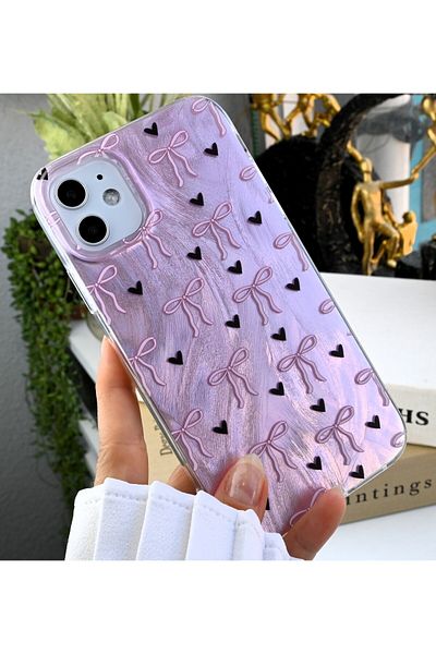 Go Aksesuar حافظة سيليكون مرنة بتصميم فيونكة لامعة متوافقة مع هاتف iPhone 12 و12 Pro