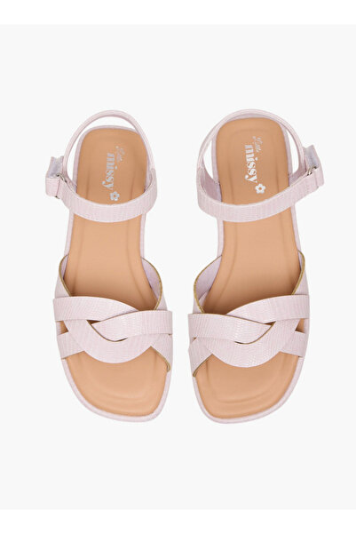 Little Missy Girls Strap Detail Sandals with Hook and Loop Closure