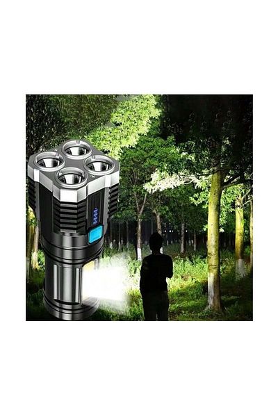 divendi-ro Flashlight, LED with COB sidelight, 5W, 100lm, waterproof, power display, USB, range 500m, black