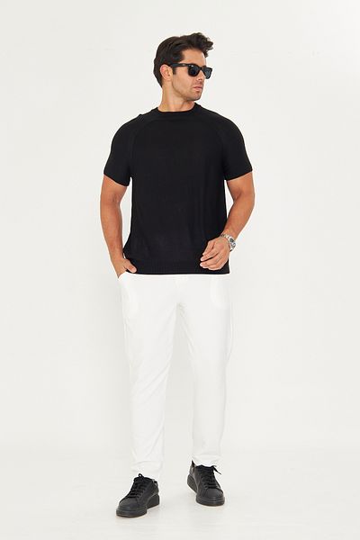 EDITION MAN Black Slim Summer Soft Cotton Crew Neck Knitwear Tshirt Ee100511597