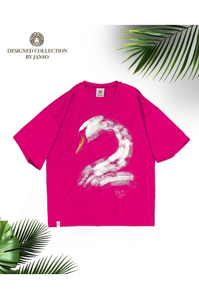JANSO GROUP -Women's Cotton Printed a Duck Short Sleeve Tshirt Oversize Big Size