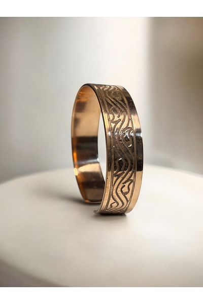PrestigeSO Wave Pattern Pure Copper Bracelet - Handmade Adjustable Organic Design