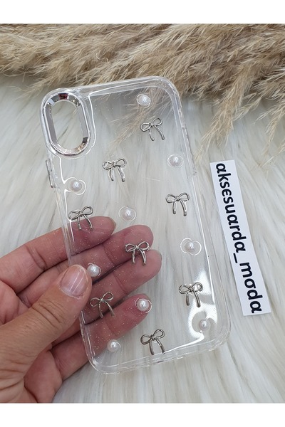 ZB Aksesuarda Moda Iphone XR Uyumlu Fiyonklu Simli Şeffaf Kılıf