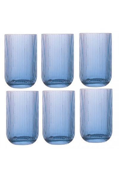 Raki Set 6 pahare sticla inalte Bloom Blue 410ml 8xh13cm