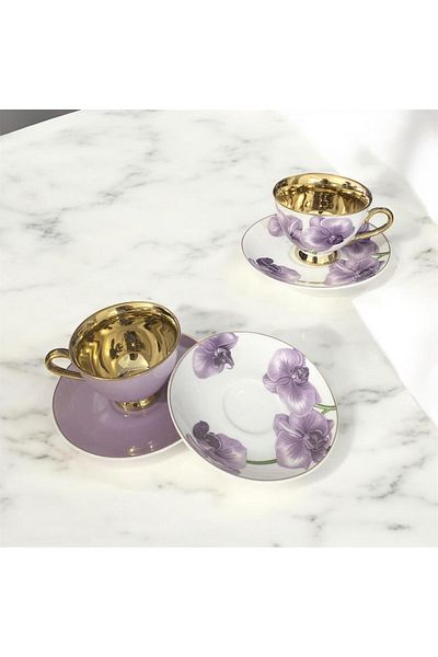 partridge store Gold Gilded Porcelain Turkish Coffee Cup Set of 6
