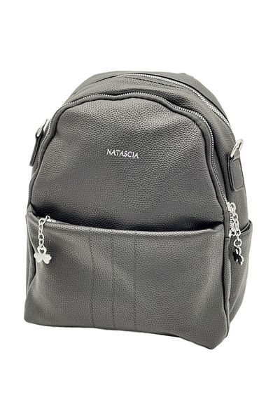 Micutz Women's Casual Backpack Made of Eco-Leather, Charms, Removable Shoulder Strap, Handle, 28x25x10 cm, Black