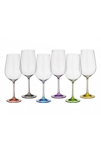 Bohemia Cristal Pahare BOHEMIA CRISTAL RAINBOW pentru vin rosu set 6 buc 350ml