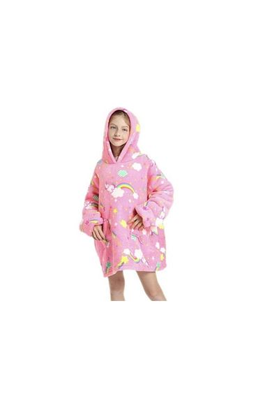 divendi-ro Paturic Sweatshirt with Stars and Rainbows, Sleeves, Hood and Pockets, One Size, Pink