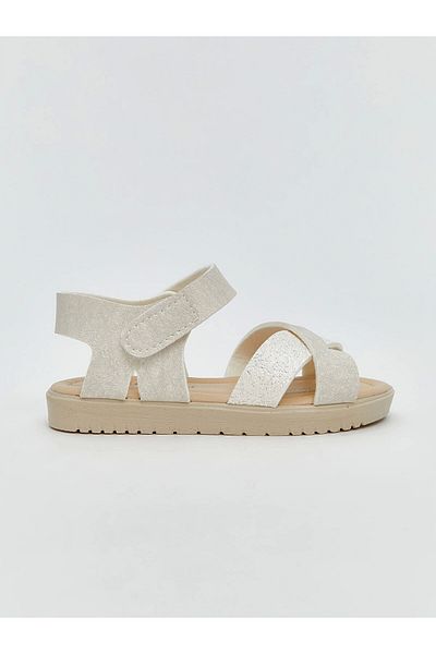 LC Waikiki Lcw Steps Ecru Cross-Strapped Baby Girl Sandals
