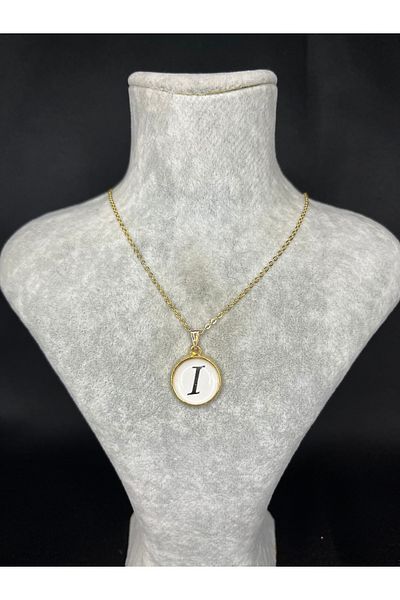 Mos Tespih Letter I Gold Steel Necklace