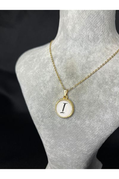 Mos Tespih Letter I Gold Steel Necklace