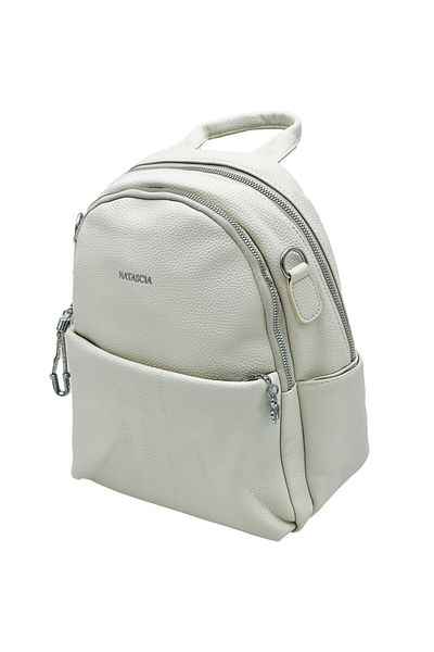 Micutz Women's Casual Backpack Made of Eco-Leather, Charms, Removable Shoulder Strap, Handle, 28x25x10 cm, Beige