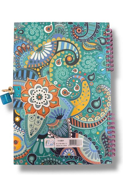 madam gold Locked Diary Notebook – Powder Flower & Butterfly Design