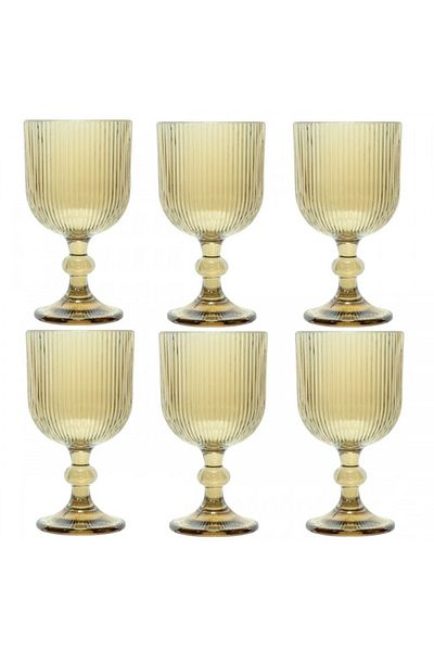 Raki Set 6 pahare sticla vin alb Bloom Yellow 250ml 8xh14,5cm