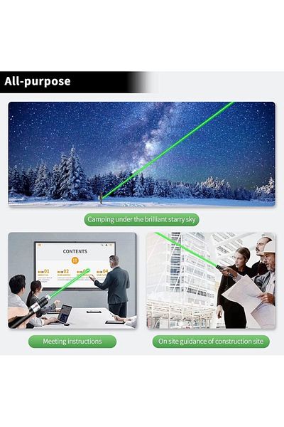 divendi-ro Laser flashlight, powerful green pointer, with 8800mAh Li-ion and charger, beats up to 16 km, black