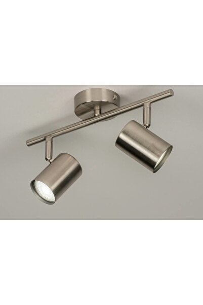Rsylight Retro Metal İnox 2 Li 180 Derece Hareketli Led Spot Avize Beyaz Ampullü