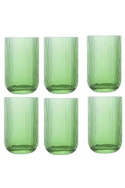 Raki Set 6 pahare sticla inalte Bloom Green 410ml 8xh13cm