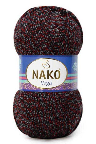 NAKO 5 τεμάχια Vega Hand Knitting Twine 21370 Μαύρο Κόκκινο Muline