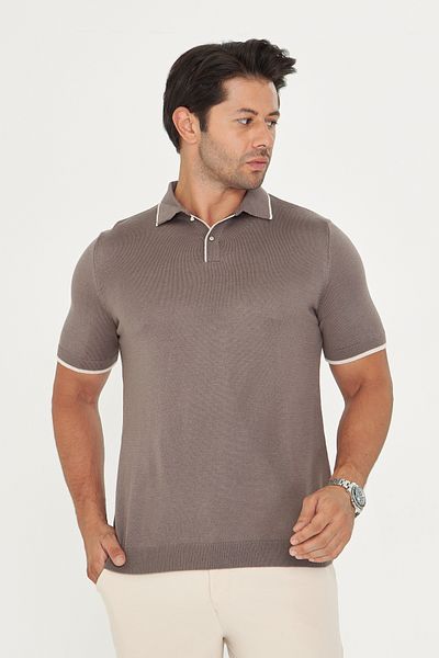 EDITION MAN Mink Thin Summer Soft Cotton Polo Neck Knitwear Tshirt Ee100511596