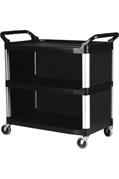Raki Carucior servire multifunctional cu usi si 3 nivele BLACK LARGE 102x50x96cm