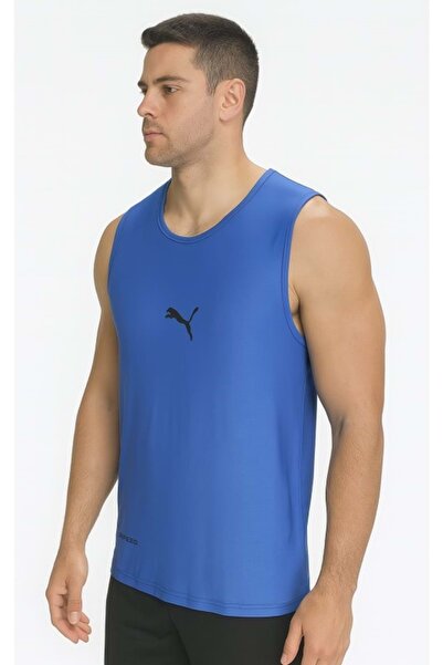 Puma P02817 Erkek Petekli Askılı T-shirt - - P02817 - Mavi - ST02817-Mavi-L