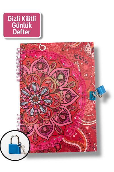 madam gold Locked Diary Notebook – Powder Flower & Butterfly Design